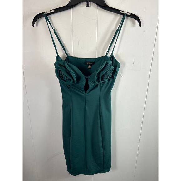 NWOT AFRM Silas Floral Appliqué mini dress in Botanical Green. Size S. - Picture 2 of 7